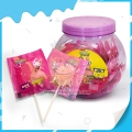 bonbons sucettes roses emballés individuellement 