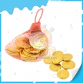 Chocolat en forme de pièce de monnaie en pot de haute qualité dans un sac en filet 